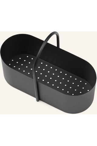 Ferm Mat Boyalı Toz Kaplamalı Oval Metal Sepet Dekoratif Kutu Siyah