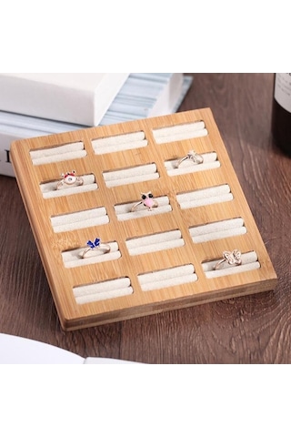 Trendooze Vitrin Tutucu Tepsisi Tepsisi Stili Stil Saklama Mücevher Çok Bambu B Ahşap A-13 Cs