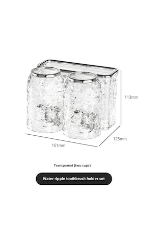 Reedark Banyo Diş Fırçası Ve Bardak Saklama Rafı - Sürekli Plastik Materyal, Sürtünme Çubuğu Montajı, Çok Amaçlı Organize Edici Su Dalgaları Deseni, İki Şeffaf Bardaklı Set Diğer