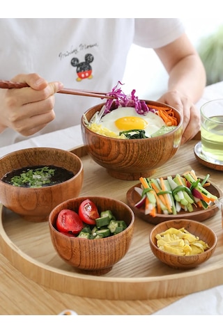 Lunext Salata Ve Çorba İçin Derin Ahşap Kase 385588132