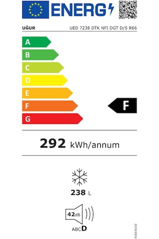 Uğur UED 7238 DTK NFI DGT D/S R66 238 L 7 Çekmeceli Dikey Derin Dondurucu