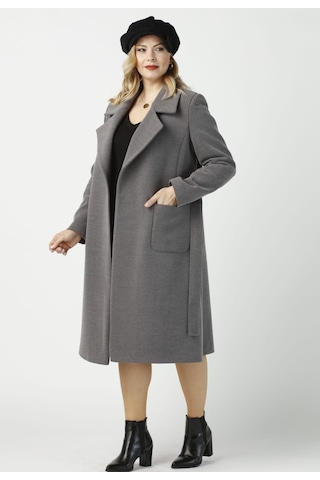 Moda Berray 904 Gri Mono Yaka Torba Cepli Kaşe Kaban