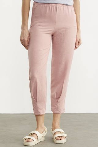 Paça Büzgü Detaylı Krep Pantolon - Pembe 001