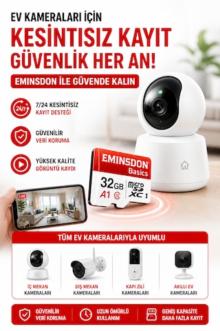 32gb 2xadet Hafıza Kartı Mini Kamera Ev Araç Güvelik Kamerası Uyumlu Telefon Micro Sd