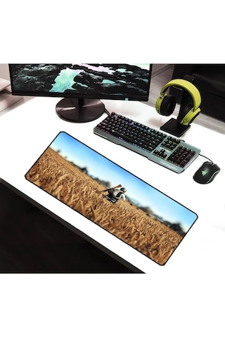 Alkese 70x30 Cm Pubg Pusu Desenli Dikişli Kaydırmaz Tabanlı Oyuncu Mouse Pad