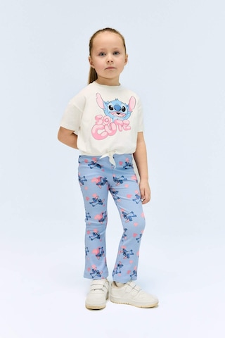 Defacto Disney Lilo & Stitch 2'li Takım Kısa Kollu Tişört Fitilli Kaşkorse İspanyol Paça Tayt Kız Bebek E480 Mavi
