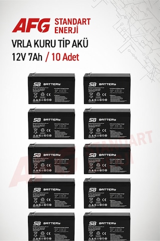 10 Adet Sb Battery 12v 7ah Bakımsız Kuru Akü