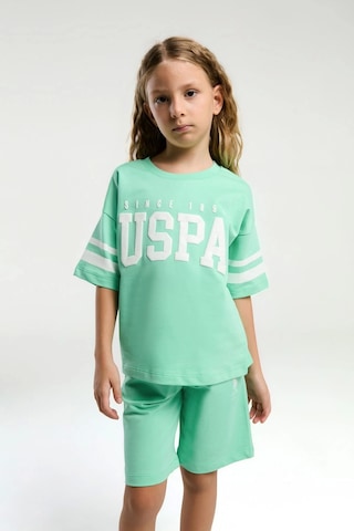 U.S. Polo Assn. Kız Çocuk Bermuda Takım - Bambu Bambu