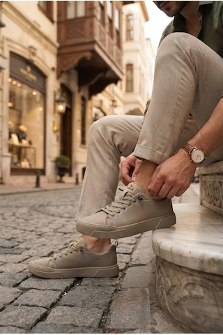 Fort Noka North Rahat Lastik Bağcıklı Sneaker Keten Erkek Ayakkabı Bej