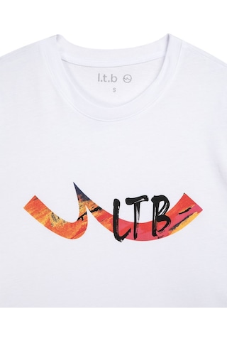 LTB Logo Baskılı Relaxed Beyaz T-shırt