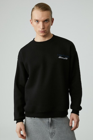 Grımelange LAZYNESS Erkek Yuvarlak Yaka 3 İplik Siyah Sweatshirt
