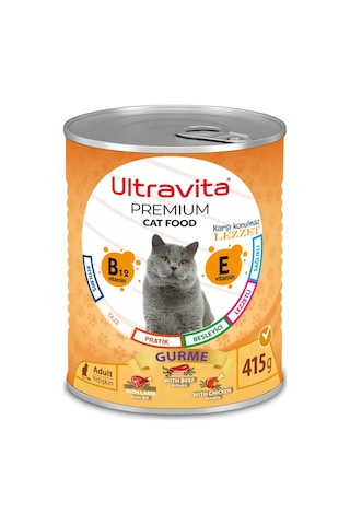 Ultravita Premium Yüksek Proteinli Karışık Etli Konserve Kedi Maması 24 x 415 G