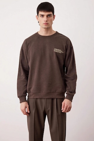 Benerly Erkek Bisiklet Yaka Düşük Kol Uzun Kol Sweatshirt Fonksiyonel Day Kahverengi