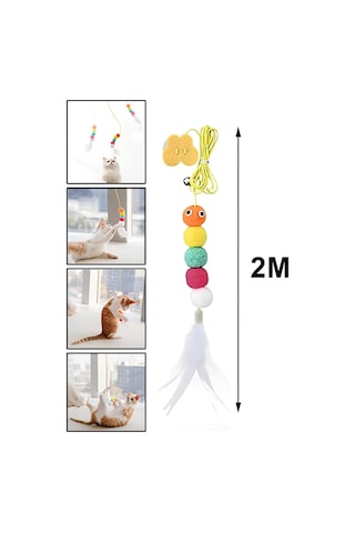 Pribor Tırtıl Kedi Oyuncağı, Kendinden Yapışkanlı, Zilli, Elastik İpli, Asılı Kedi Oyuncağı