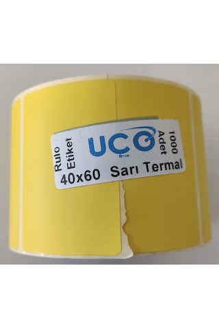 UCO 40x60 Eczane İlaç Tarif Etiketi Sarı Renk Termal 1000 Adet