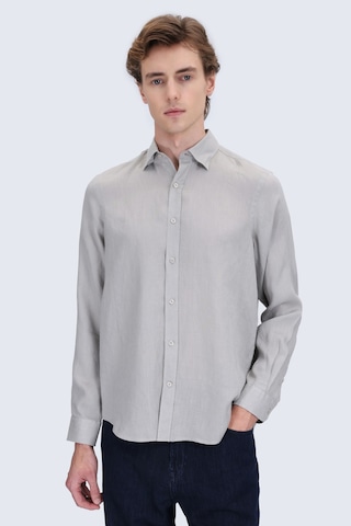 Hatemoğlu Yeşil Comfort Fit Düğmeli Yaka %100 Keten Uzun Kollu Casual Gömlek