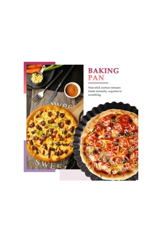 Xurunkeji Turta Kalıbı, Yapışmaz Turta Kalıbı, Yuvarlak Kiş Tart Tepsisi, Çıkarılabilir Tabanlı Pizza Tabağı, Fırın Kapları 14/20/24 Cm Siyah