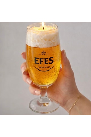 El Yapımı Doğal Soya Mum-bira Görünümlü-dekoratif- Ev Dekorasyon-hediyelik Sarı - Beyaz