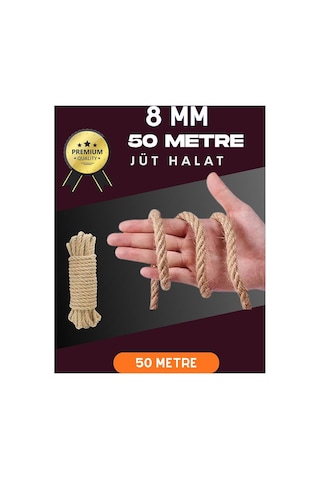 8 Mm 50 Metre Jüt Halat Dekoratif Hasır İp Urgan Süs Evimdeyokyok