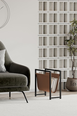 Coral Koltuk Yanı Dergilik , Gazetelik , Kitaplık, Siyah Metal - Taba Deri