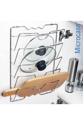 Microcase 5 Bölmeli Mutfak Düzenleyici Metal Tencere Kapağı Düzenleyici Al5716 Gümüş