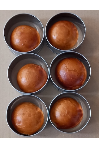 Hamburger Ekmek Pasta Kek Yemek Şekillendirme Kalıbı Genişlik 9cm Derinlik 4cm 6lı Paslanmaz Krom