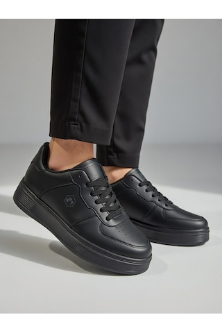 Nstil Unisex Spor Ayakkabı Rahat Yumuşak Taban Kaymaz Günlük Bağcıklı Sneaker 408 Siyah