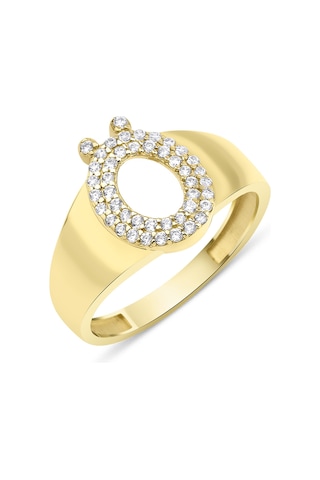 Fiyonk Kuyumculuk 14 Ayar Altın Taşlı Ö Harfli Yüzük 001