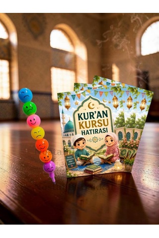 Kur'an Kursu Hatırası 10 Adet Renkli Keçeli Kalem Tebrik Kartı Hediye Seti
