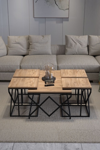 Orta Sehpa Ve Zigon Sehpa V Lüx 5'li Set Atlantik Çam Atlantik Çam