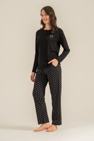 Pierre Cardin Kadın Siyah Uzun Kol Pijama Takım Pc9289-s-v1 Pc9289-s-v1