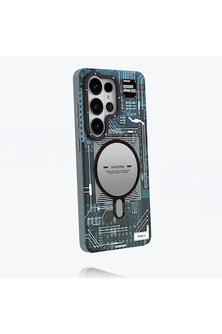 Galaxy S26 Ultra Kılıf M-safe Uyumlu Youngkit 360 Derece Standlı Technology Serisi Kapak Mavi Mavi