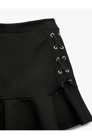 Koton Bağlama Detaylı Viskon Karışımlı Volanlı Etek Siyah 6wkg70017ak Siyah