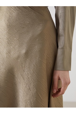 Lcwaıkıkı Classic Kahverengi Loose Fit A Kesim Saten Etek