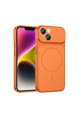 İphone 13 Kılıf M-safe Şarj Özellikli Kamera Korumalı Formen Kılıf Turuncu