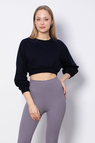 Barrels And Oil Bisiklet Yaka Kısa Sweatshirt - Lacivert-Lacivert