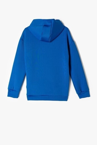 Koton Erkek Çocuk Kapşonlu Sweatshirt Kanguru Cepli Uzun Kollu Saks Mavi