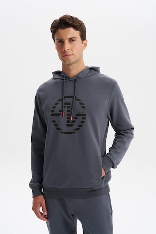 Ar-ma Erkek Slim Fit Örme Interlok Kapüşonlu Kanguru Cepli Sweatshirt Yazı Baskılı %80 Pamuk %14 Polyester %6 Elastane K30254685302 Gri-g3 Gri