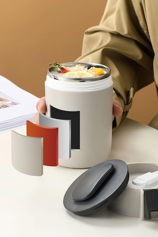 304 Çelik Gri 580 Ml Yemek Mama Taşıma Saklama Kabı Sıcak Tutmaz Cin561gr Genel