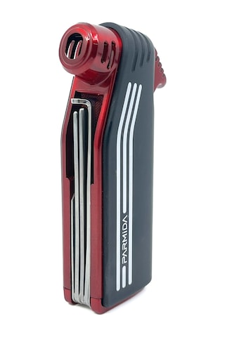 Parmida Tek Torch Jet Alev Pipo Çakmağı Dahili Pipo Kaşığı - Kırmızı/siyah