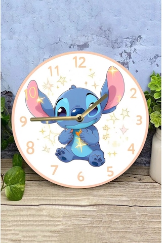 Sevimli Mavi Karakter Temalı Çocuk Odası Mdf Duvar Saati 33 Cm Sdw308 Renkli