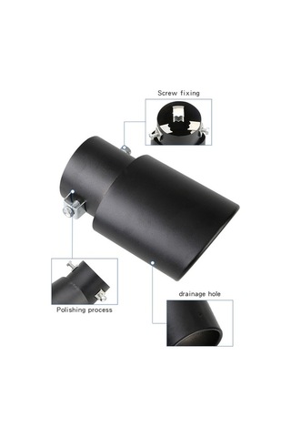 Besthome1 Otomobil Egzoz Ucu - 63mm Mat Siyah Paslanmaz Çelik, Eğimli, 3.8-5.3cm Bağlantı