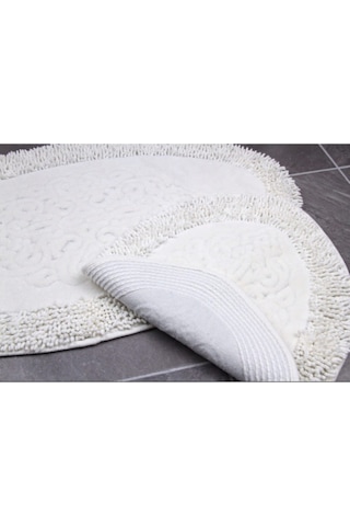 Cotton Special %100 Pamuk 2'li Oval Osmanlı Desen Pamuklu Klozet Takımı Krem Renkli