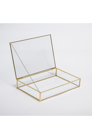 Cam Kutu Pirinç & Gold 40x30x5cm