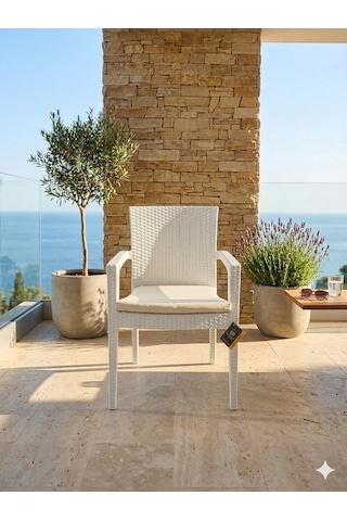 Novussi Paris Rattan Koltuk Minderli 4'lü Paket Beyaz