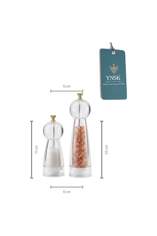 Chacha Home Luxury Purex Akrilik Tuz Ve Karabiber Değirmeni Baharat Öğütücü Şeffaf Lüx Gold Detaylı Büyük+küçük Boy