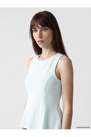 Lcw Vision Turkuaz Bisiklet Yaka Peplum Bluz