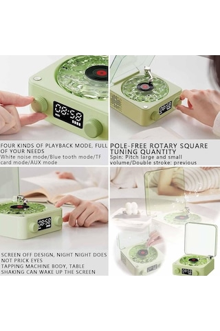 Novahub Vintage Vinil Vinil Taşınabilir Retro Plak Plak Kablosuz Işıklı Hoparlör Çalar Çalar Bluetooth Ayarlanabilir Xd