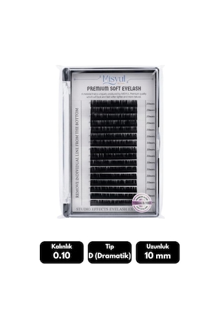 Misyul 0.10d Dramatik Kıvrım 10 Mm Soft Eyelash Doğal İpek Kirpik 16'lı