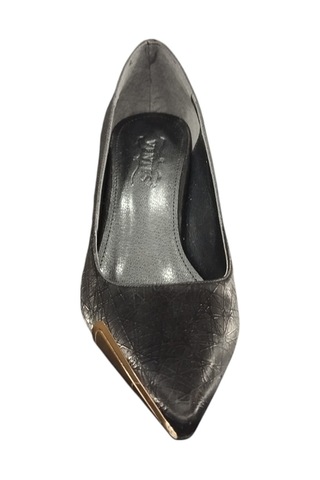 Taşçı Ayakkabı Ventes 8641712z Kadın Sivri Burun 7 Cm İnce Topuk Metal Detaylı Stiletto Ayakkabı Siyah